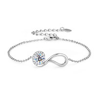 Nouveau bracelet chaîne et maillons Infinity en moissanite, argent sterling S925 plaqué or rhodié, bijoux de luxe légers pour femmes, cadeau