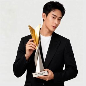 Custom Twisted Metal <b>Trophy</b> Set Gold/Silver Spiral Design Crystal Label Finish Durable Award for Corporate Events Sports - Product Image 2