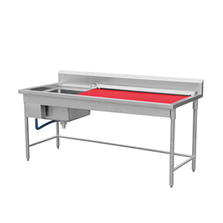 1800mm Stainless Steel Fish Cleaning Work Table with Sink & Chopping ...