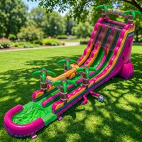 Toboggan aquatique gonflable géant rose et vert en PVC pour adultes, usage commercial, pour piscine et parc, marque MILE, capacité 500 personnes, 6-9 ans