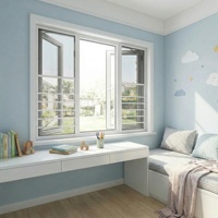 Ventana Abatible de Aluminio de Doble Vidrio de Alta Calidad OEM con Rejillas/Barras de Seguridad para Dormitorio de Casa