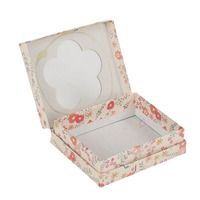 Boîte cadeau classique mignonne avec logo personnalisé imprimé en orange, emballage pour petite poupée, 2 pièces, emballage premium avec fenêtre en PVC