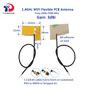 <span class=keywords><strong>Antena</strong></span> Interna de Microstrip Wifi de 2.4g, Adhesivo de 3M, Wifi de 2.4ghz, 3dbi, Flexible, MHF4, Ufl, Fpc - Product Image 2