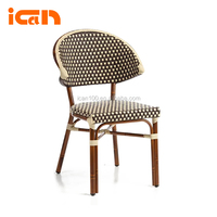 Chaises de salle à manger en rotin de grande taille avec aspect bois et aluminium, 10 chaises pour café, mobilier de patio