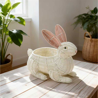 Osterhase Handgefertigter Rattan-Aufbewahrungskorb für Küchengebrauch, Eiersuche & Frühlingstischdekoration