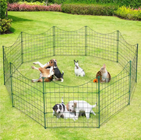 Clôture décorative en lattes pour jardin, 32 panneaux, sans creuser, 13,8 m (L) x 33 cm (H), barrière anti-animaux (chiens, lapins), clôture en fil métallique pour parterres de fleurs arqués
