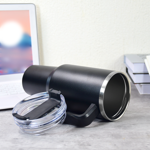 الأكثر مبيعًا كوب مطلي بالمسحوق 40 أونصة بمقبض مخصص 40 أونصة مزدوج الجدار فراغ مع مقبض وقش - Product Image 6