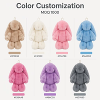 [Bunny] Nouveau porte-clés en peluche Shy Bunny avec oreilles florales, confortable, écologique et durable, en stock