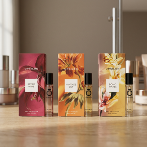 UPSILON Set de Mini Perfumes en Spray de 15 ml con Decoración Retro Vintage y Acentos Decorativos con Ondas Boho - Product Image 3