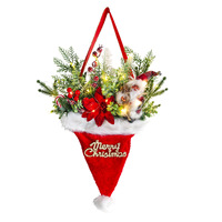 Décorations d'arbre de Noël lumineuses plante verte aiguille de pin porte suspendu chapeau de noël pendentif décoratif pour ornement de boule