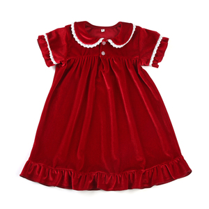 Robe <span class=keywords><strong>de</strong></span> nuit pour bébé <span class=keywords><strong>fille</strong></span>, robe <span class=keywords><strong>de</strong></span> nuit personnalisée en velours rouge pour <span class=keywords><strong>petite</strong></span> <span class=keywords><strong>fille</strong></span>, pyjama à volants pour enfants, robe <span class=keywords><strong>de</strong></span> soirée à manches courtes 2025 - Product Image 1