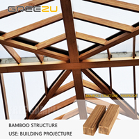 Vigas de Techo Laminadas de Madera de Bambú Resistentes para Exteriores, Estructuras Largas para la Construcción de Viviendas