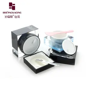 Hot sales square shape cosmetic container 30ml 50ml 80ml plastic decoration cream jar custom