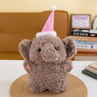 Jolie Peluche Chapeau de Fête en Forme de Cochon, Dinosaure, Ours, Panda, Pingouin, Éléphant, Poupée en Peluche Douce, Cadeau d'Anniversaire pour Enfants, Porte-clés