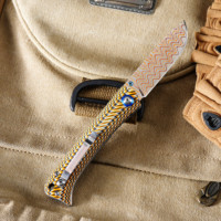 Couteau pliant en acier damas cuivré GT-DM035-2, manche G10, cœur en acier VG10, couteau de poche EDC, boîte noire