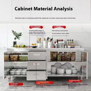 Armoire <span class=keywords><strong>de</strong></span> <span class=keywords><strong>cuisine</strong></span> modulaire tout-<span class=keywords><strong>en</strong></span>-un <span class=keywords><strong>en</strong></span> acier inoxydable <span class=keywords><strong>de</strong></span> style moderne 304 avec cuisinière simple, évier et rangement, garantie 5 ans - Product Image 4