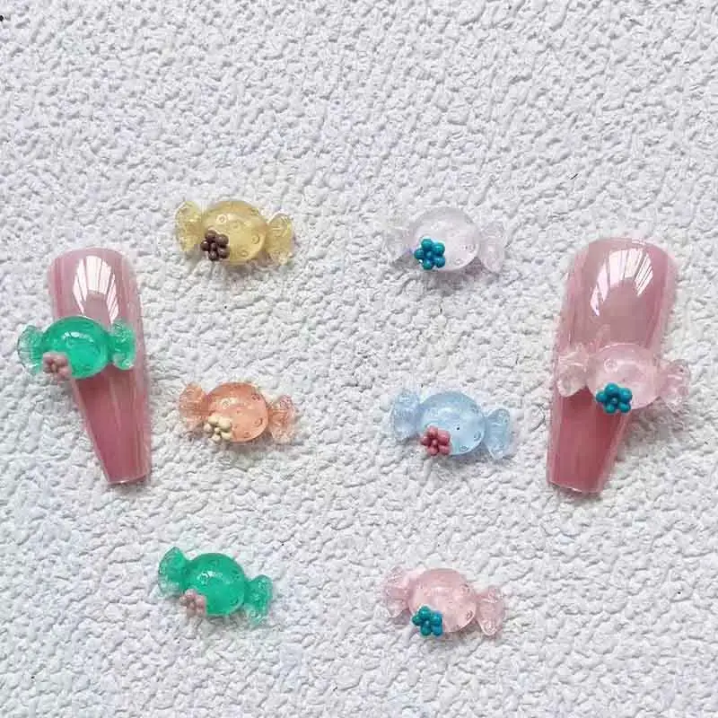 Wholesale Colorful 3D Mini Flatback Acrylic Valentine Day Resin Lollipop Candy Nail Charms
