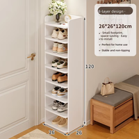 Meuble à chaussures moderne minimaliste en acier, multi-niveaux, 7 étagères, compact, pour coin, étroit, haut, capacité 36-49 paires, pour entrée de maison