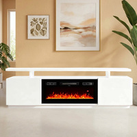Support TV décoratif en bois avec foyer, télécommande, 3 couleurs de flamme, noir et blanc, 71 pouces, pour la maison