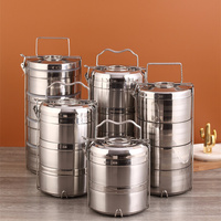 Boîte Tiffin Moderne en Acier Inoxydable à 2 Couches Pratique Isolé 14 cm Boîte à Lunch à Emporter avec Poignée Boîte à Couches Métalliques