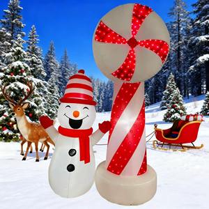 Dekorasi luar ruangan tiup Natal, dekorasi halaman tiup manusia salju bawaan LED Natal - Product Image 2