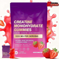 AHUALYN Créatine Monohydrate en Gummies Compléments Sportifs pour Adultes Halal 5000mg Saveur Fraise 60 Unités Gestion du Poids