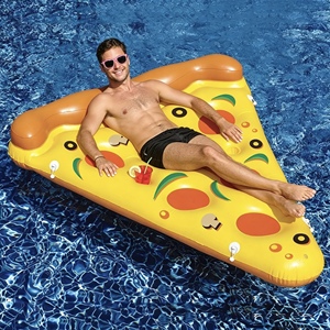Bouée gonflable unique en forme de <span class=keywords><strong>pizza</strong></span>, chaise longue aquatique pour adultes, lit flottant coloré pour divertissement, jouet de piscine à chevaucher - Product Image 3