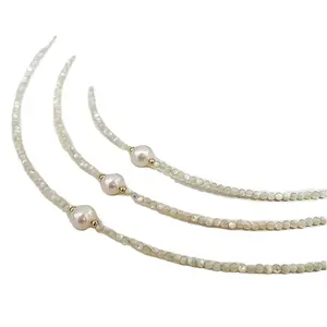 Nouveau collier extrêmement fin, simple et polyvalent pour femmes, perlé à la main, haut de gamme, collier de perles d'eau douce