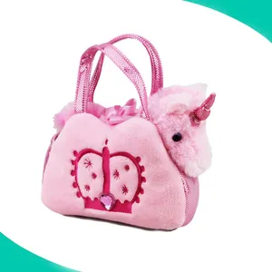 factory custom new design 8" purple unicorn soft plush purse handbag with unicorn plush toy