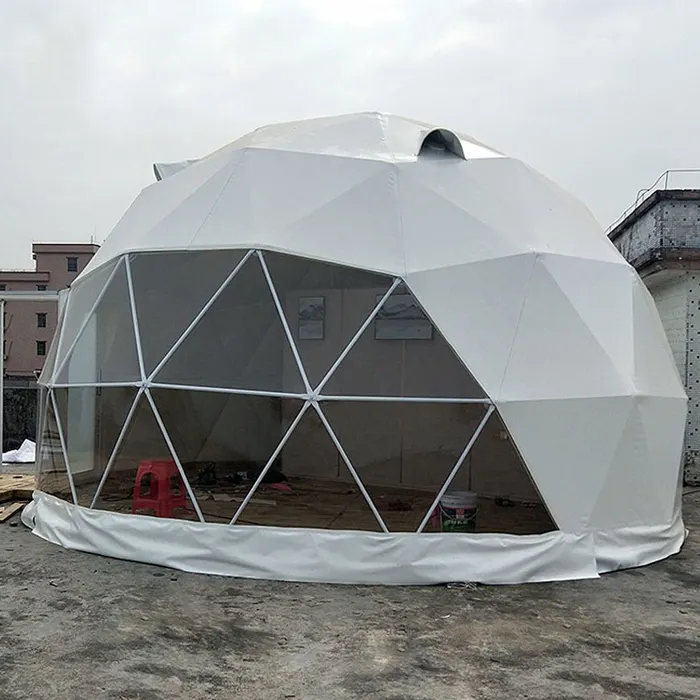Diskon besar tenda kubah Geodesic luar ruangan Igloo tenda glamor tenda kubah dengan kamar mandi