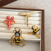 Bague de homard abeille libellule insecte en métal tendance créative pour femme