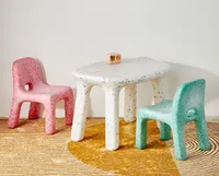 HANYEE 2026 Table et chaises en plastique pour enfants, style nordique classique moderne, pour salon, maternelle, jardin, extérieur