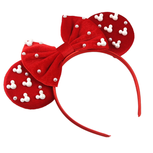 Graziose grandi <span class=keywords><strong>orecchie</strong></span> <span class=keywords><strong>da</strong></span> <span class=keywords><strong>topo</strong></span> spesse con fiocco di perle Performance per feste Hairband Festival per bambini presa per capelli <span class=keywords><strong>da</strong></span> te con dolce gros grain - Product Image 1