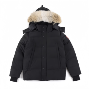 Giacca Invernale da Uomo in Piuma d'Oca Stile Classico di Alta Qualità, Calda, Antivento, con Vera Pelliccia di Coyote, Parka Canadese - Product Image 1