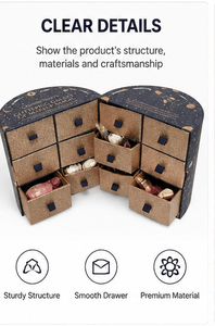 Custom Round Circular Advent Calendar <b>Box</b> Double Door Navy Blue Gold Star Galaxy <b>Empty</b> OEM Luxury Beauty Jewelry Wholesale - Product Image 3