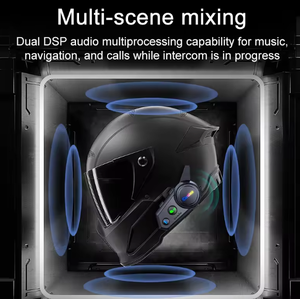 Headset helm multifungsi cerdas, Headset helm tahan lama 1100yd koneksi jarak BT nirkabel koneksi cocok untuk semua helm - Product Image 5