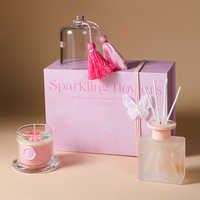 Coffret cadeau romantique de luxe pour la Saint-Valentin et le Nouvel An Coffret cadeau pour décoration d'intérieur avec bougie parfumée à la cire de soja et diffuseur de roseaux Coffret cadeau