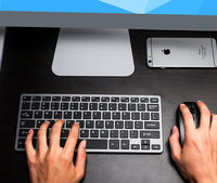Claviers et souris Bluetooth portables rechargeables en argent pour Macbook Pro, Android Mobile