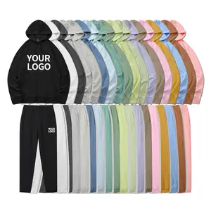 High Quality Blank Plain Sweatsuit Sets 85 Cotton 15 <strong>Polyester</strong> <strong>Jogger</strong> Sets Sports Gym Mens Tracksuits - Product Image 1
