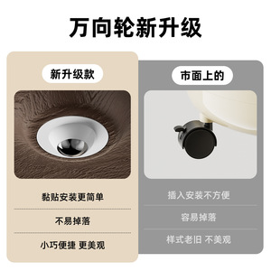 ถังขยะทรงกระบอกสีครีมมีล้อสำหรับใช้ในบ้าน - Product Image 4