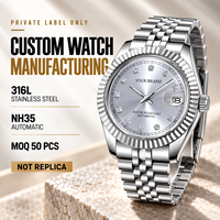 Montre mécanique pour homme personnalisée avec mouvement NH35, boîtier en acier inoxydable 316L, verre saphir, montre-bracelet personnalisée