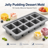 Moule à dessert en silicone à 10 cavités carrées pour gelée, pouding, bonbons et service de fête