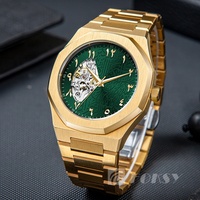 Montres mécaniques automatiques pour hommes, tendance mode, design de cadran partiellement ajouré, unique