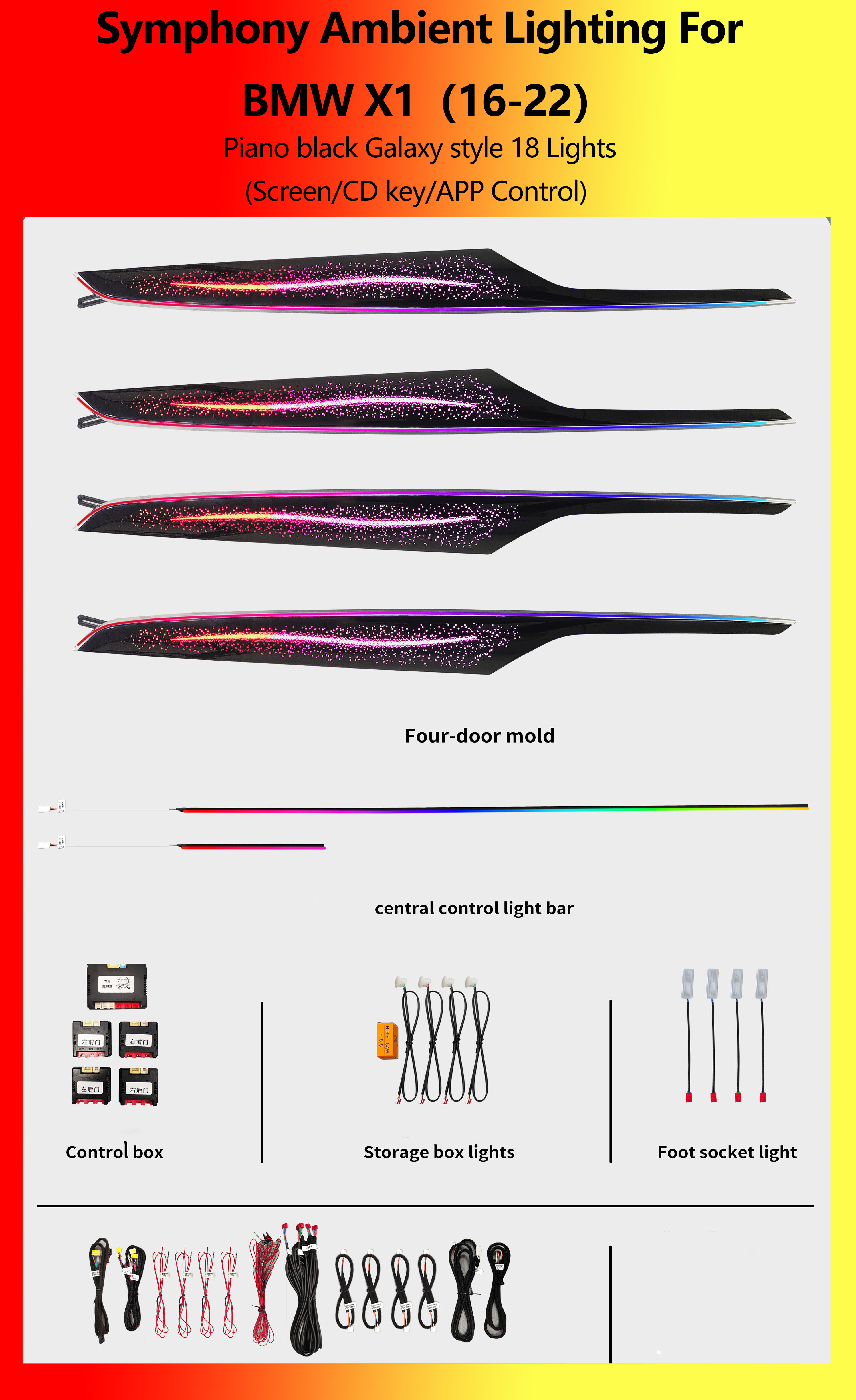 BMW X1 Piano black Galaxy style Symphony 18 Lights