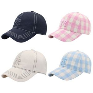 Wholesale Customized 3D Embroidered Bow Baseball Hat Versatile Duck Tongue <b>Cap</b> Six Piece Sunscreen Hat - Product Image 1