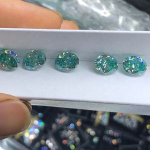 Holycome Oval Moissanite taş 4x6-8x12 ezilmiş buz hibrid Oval kesim Aqua mavi Moissanite elmas testi pozitif - Product Image 5