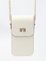Sac bandoulière vertical en PU effet croco avec fermoir torsadé doré et chaîne, mini pochette à rabat pour téléphone portable pour femme, logo personnalisé