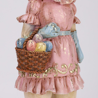 Redeco Vente en gros Figurine de lapin de Pâques en résine faite à la main, sculpture de lapin debout avec panier à œufs pour la décoration de la maison et des fêtes
