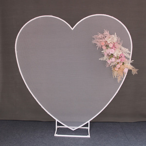 Wedding Arch Props Grid Heart-shaped Arch Wrought Iron Geometric Shelf Party Stage <b>Backdrop</b> Flower Arrangement Decoration <b>Frame</b> - Product Image 5