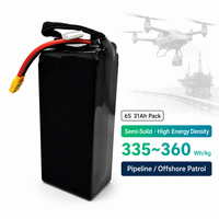 TPENERGY 6S 31Ah 22.2v Baterai Lipo NMC Semi Solid Silikon Karbon Densitas Energi Tinggi untuk Inspeksi VTOL dan Patroli Pipa